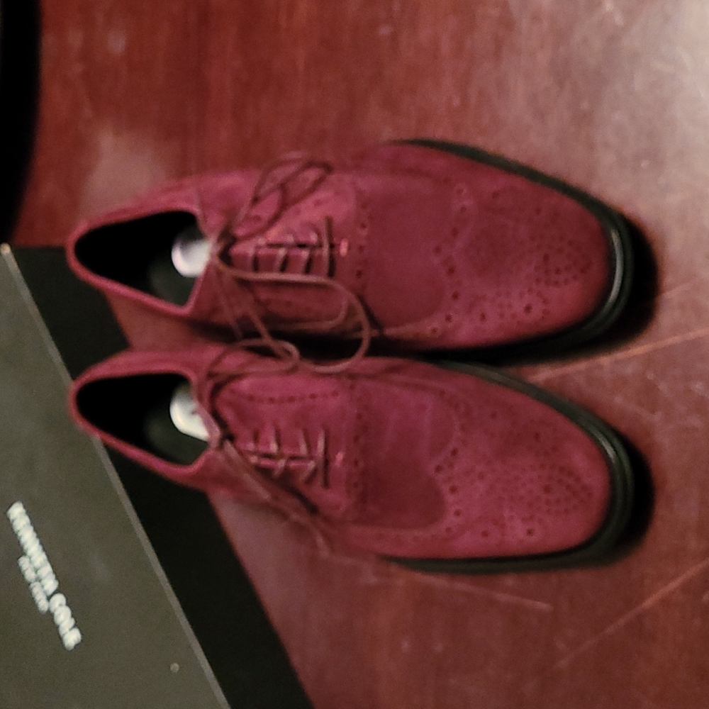 Kenneth Cole Burgundy Suede Short Wing Tips Size 10.5M